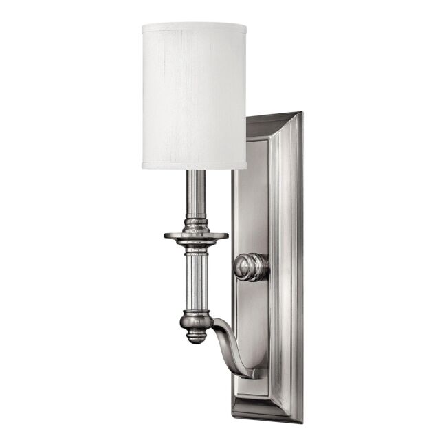 Netlighting Sussex 1 Light Wall Light Brushed Nickel Glass Shade E14 in Grey - image 1