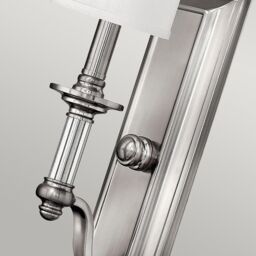 Netlighting Sussex 1 Light Wall Light Brushed Nickel Glass Shade E14 in Grey - thumbnail 2