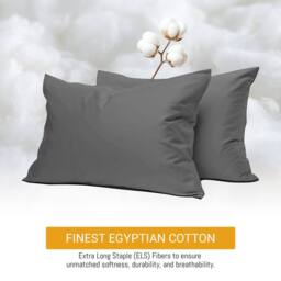 Grace 100% Egyptian Cotton Pack of 2 Pillowcases with Envelope Closure in Charcoal - Size: Standard Pillow Case - thumbnail 2