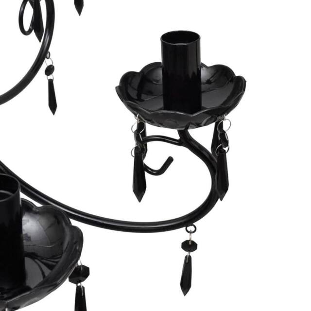 Berkfield Home Pendant Ceiling Lamp Elegant Chandelier Black 6 Bulb Sockets - image 1