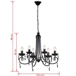 Berkfield Home Pendant Ceiling Lamp Elegant Chandelier Black 6 Bulb Sockets - thumbnail 5
