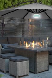 Groundlevel 3m Outdoor Cantilever Banana Garden Parasol with Bluetooth Speaker & LED Lights in Grey - thumbnail 2