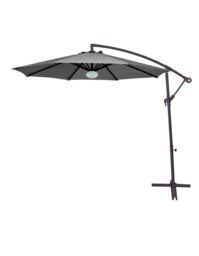 Groundlevel 3m Outdoor Cantilever Banana Garden Parasol with Bluetooth Speaker & LED Lights in Grey - thumbnail 3