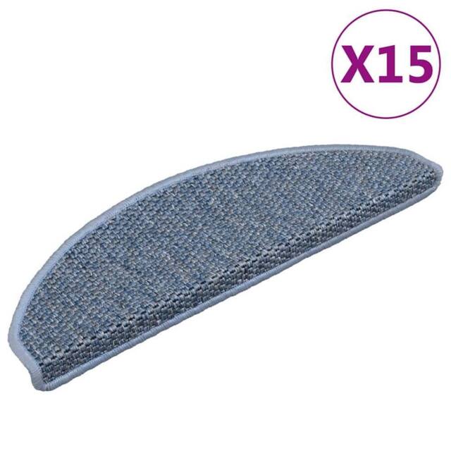 Berkfield Home Stair Mats Self-adhesive Sisal-Look 15 pcs 65x21x4 cm Blue - Size: Medium - image 1