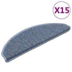 Berkfield Home Stair Mats Self-adhesive Sisal-Look 15 pcs 65x21x4 cm Blue - Size: Medium - thumbnail 2