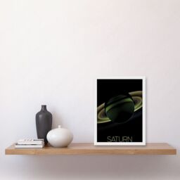 Artery8 NASA Our Solar System Saturn Planet Shadow View Cassini Artwork Framed Wall Art Print A4 in White - thumbnail 2