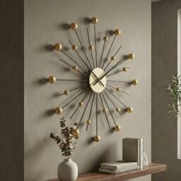 Garden Greatness Relica Retro Beaded Ball Wall Clock in Gold - Size: 1 Pack - thumbnail 2