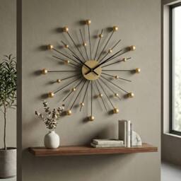 Garden Greatness Relica Retro Beaded Ball Wall Clock in Gold - Size: 1 Pack - thumbnail 1