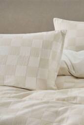 The Linen Consultancy Lazy Linens Chilled Checkerboard Duvet Cover Set in Natural - Size: Single - thumbnail 3