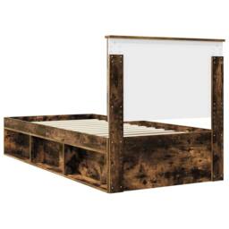 Berkfield Home Bed Frame with Headboard Smoked Oak 90 x 200 cm Solid Pine Wood in Brown - thumbnail 9