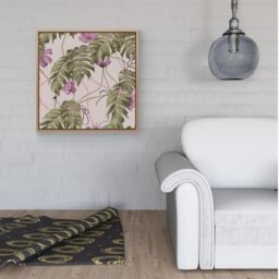 Warren Reed - Designer Pink Cosmos Flowers Framed Canvas in Light Brown - Size: w40 inch x h40 inch - thumbnail 2