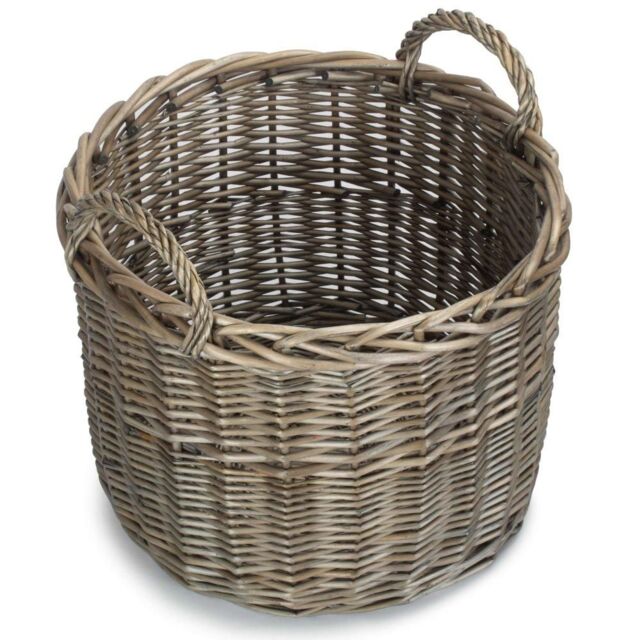 Red Hamper Wicker Round Straight-Sided Log Storage Basket in Brown - image 1