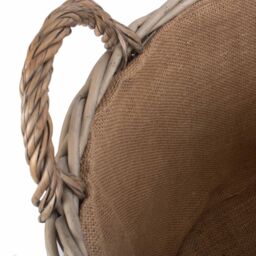 Red Hamper Wicker Round Straight-Sided Log Storage Basket in Brown - thumbnail 4