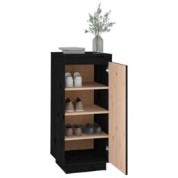 Berkfield Home Shoe Cabinet Black 35x35x80 cm Solid Wood Pine - Size: 35 x 35 x 80 cm - thumbnail 4