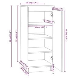 Berkfield Home Shoe Cabinet Black 35x35x80 cm Solid Wood Pine - Size: 35 x 35 x 80 cm - thumbnail 9