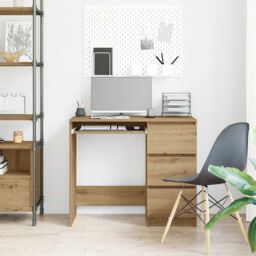 Berkfield Home Desk Artisan Oak 90x45x76 cm Engineered Wood in Brown - Size: 90 x 45 x 76 cm - thumbnail 4