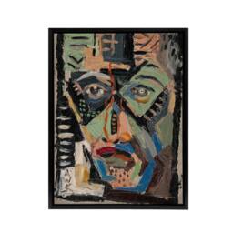 "Artery8 Mans Face Abstract Painting Kubincan Black Framed Canvas Art Print - Size: W12"" x H16""" - thumbnail 1