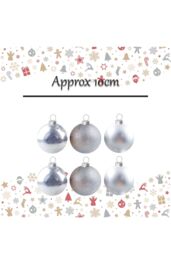 VFM e-Store Christmas Bauble Decoration Hanging Tree Ornament X 6 10cm Silver - thumbnail 2