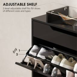 EONLION Black-Shoe Cabinet with 3 Drawers Storage in Black - Size: 100 cm - thumbnail 4