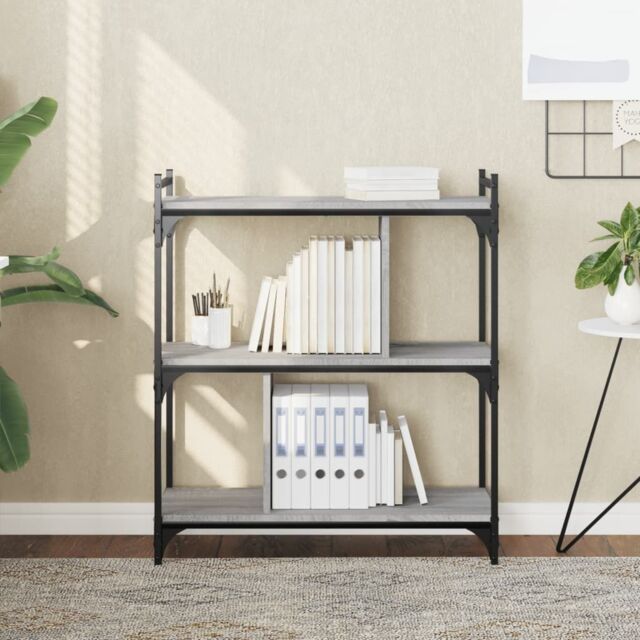 Berkfield Home Bookcase 3-Tier Grey Sonoma 76x32x88 cm Engineered Wood - Size: 76 x 32 x 88 cm - image 1