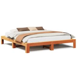 Berkfield Home Bed Frame without Mattress Wax Brown 180x200 cm Super King Solid Wood Pine - thumbnail 2