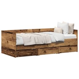Berkfield Home Daybed Old Wood Engineered Wood 90 x 190 cm Sturdy Daybed in Brown - thumbnail 3