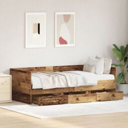 Berkfield Home Daybed Old Wood Engineered Wood 90 x 190 cm Sturdy Daybed in Brown - thumbnail 5