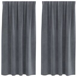 Berkfield Home Blackout Curtains with Top Tape 2 pcs Super Light Grey Velvet - thumbnail 2