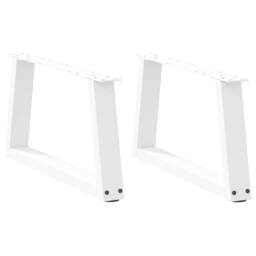 Berkfield Home Modern Dining Table Legs V-Shape 2 pcs White 60x(30-31.3) cm Steel - thumbnail 2