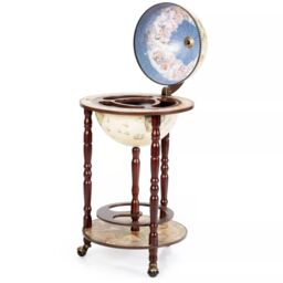Costway Globe Wine Rack Storage Cabinet with Wheels White in Beige