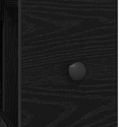 Berkfield Home Narrow Bathroom Cupboard with Wheels Black Oak Engineered Wood - thumbnail 9