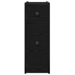 Berkfield Home Narrow Bathroom Cupboard with Wheels Black Oak Engineered Wood - thumbnail 6