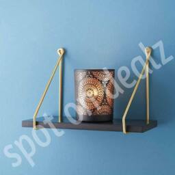 SPOT ON DEALZ 40cm Black Floating Wall Shelf Gold Metal Frame Display Shelf - thumbnail 5
