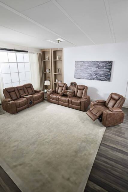 More4Homes Ashton Electric Recliner 1+2+3 Seater Sofa Set Technology Fabric With Speakers & Usb-C Charging in Brown - image 1