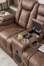 More4Homes Ashton Electric Recliner 1+2+3 Seater Sofa Set Technology Fabric With Speakers & Usb-C Charging in Brown - thumbnail 5