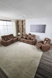 More4Homes Ashton Electric Recliner 1+2+3 Seater Sofa Set Technology Fabric With Speakers & Usb-C Charging in Brown