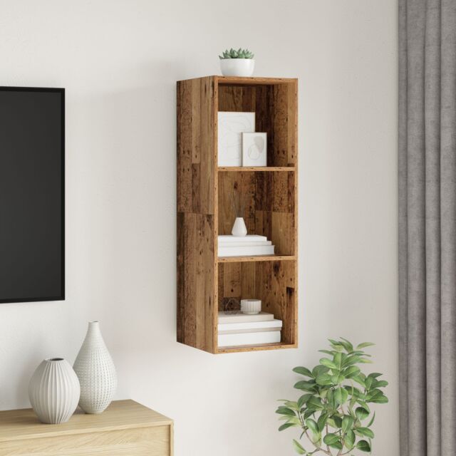 Berkfield Home TV Cabinet with Shelf Old wood 37 x 37 x 107 cm Engineered wood in Brown - image 1