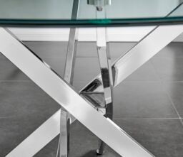 FurnitureboxUK Novara Round 100cm Chrome Metal & Glass Dining Table & 4 Willow Dining Chairs Set in Black - thumbnail 2