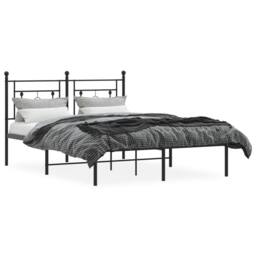 Berkfield Home Metal Bed Frame without Mattress with Headboard Black 140x200cm - Size: 140x200 cm - thumbnail 3