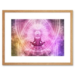 "Artery8 Wall Art Print Buddhism Yoga Pose Psychedelic Framed in Beige - Size: W7"" x H9""" - thumbnail 1