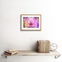 "Artery8 Wall Art Print Buddhism Yoga Pose Psychedelic Framed in Beige - Size: W7"" x H9""" - thumbnail 2