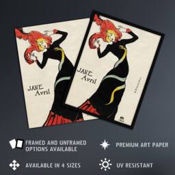 Artery8 Jane Avril Snake Dress Portrait Vintage Framed Wall Art Print Lautrec - Size: A4 - thumbnail 2