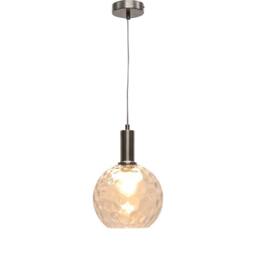 First Choice Lighting Barnum - Clear Dimple Glass Globe Satin Nickel Deco Pendant Fitting - thumbnail 2