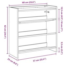 Berkfield Home Shoe Rack Old Wood 60x25x62 cm Engineered Wood in Brown - Size: 60 x 25 x 62 cm - thumbnail 9