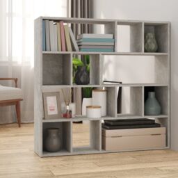 Berkfield Home Book Cabinet/Room Divider Concrete Grey 105x24x102 cm - Size: 105 x 24 x 102 cm - thumbnail 1
