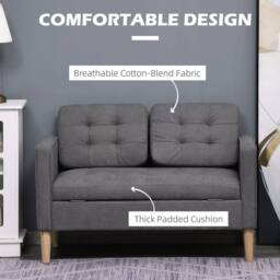 Wyld Haus Labasu 2 Seater Fabric Sofa Grey Tufted Seat with Hidden Storage - thumbnail 7