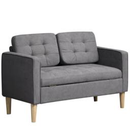 Wyld Haus Labasu 2 Seater Fabric Sofa Grey Tufted Seat with Hidden Storage - thumbnail 3