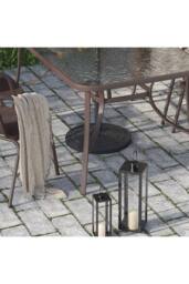 Living and Home Large Solar Powered LED Patio Umbrella for Outdoor Garden Patio with Base in Light Grey - thumbnail 3