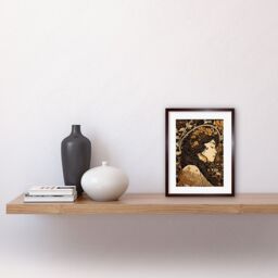 "Artery8 Wall Art Print Sleeping Beauty Modern Art Nouveau Artwork Framed 9X7 Inch in Brown - Size: W7"" x H9""" - thumbnail 2