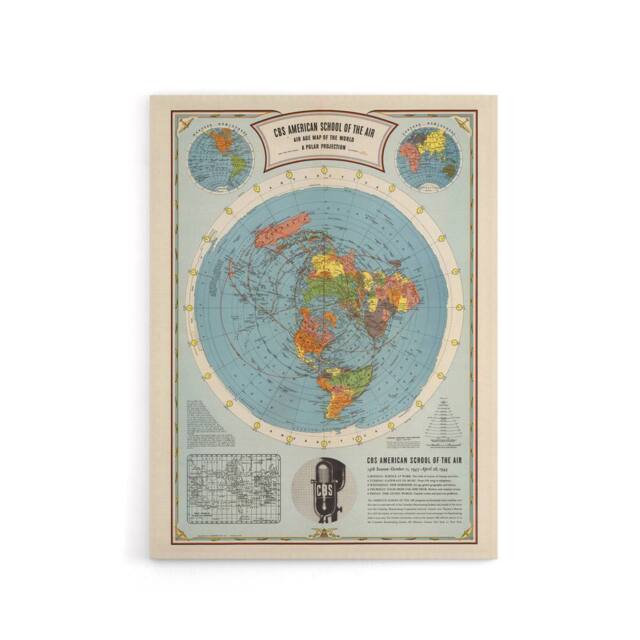"Artery8 American School Of The Air Age World Map Canvas Wall Art Print in Blue - Size: W18"" x H24""" - image 1
